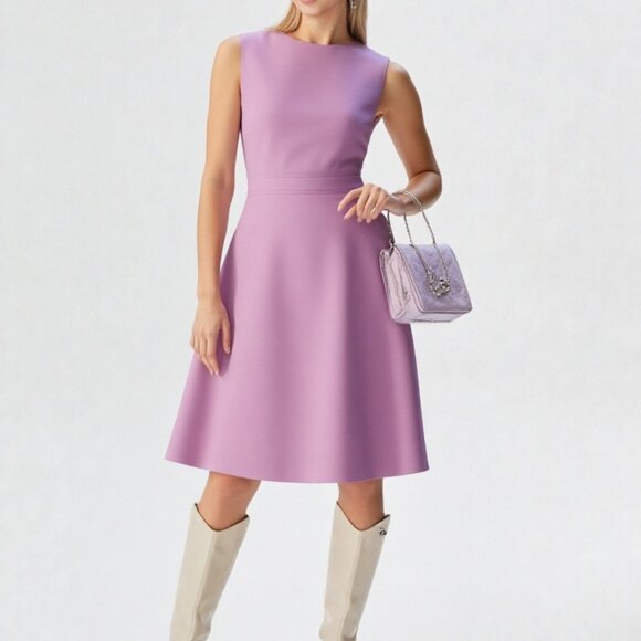 J. Crew Dresses & Skirts - J.Crew Lavender Double Serge Wool Fit & Flare Dress Sleeveless Sz 4